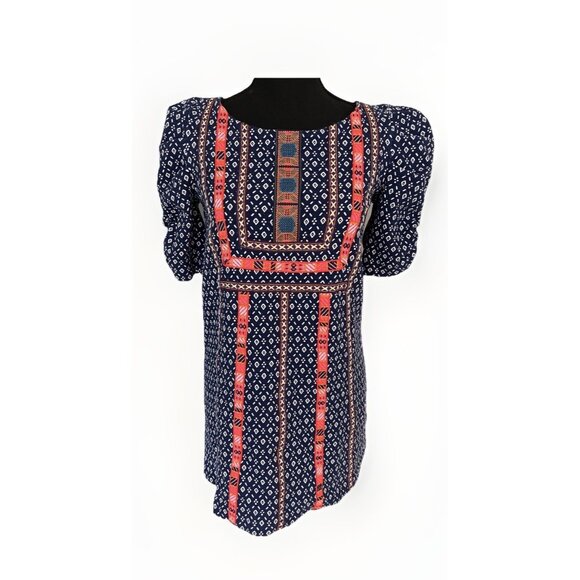 Anthropologie Akemi + Kim Blue Mini Dress Hippie Boho Embroidery XS Festival - Picture 1 of 16